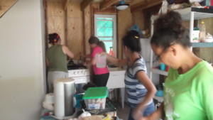 The women making breakfast for the hard workers on Saturday!